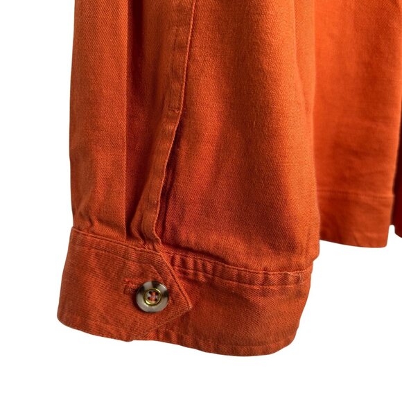 Chicos Orange Button-Up Jacket Linen Blend w/ Gold Accents Chicos Sz 4 (XXL/20)‎ - Picture 7 of 9
